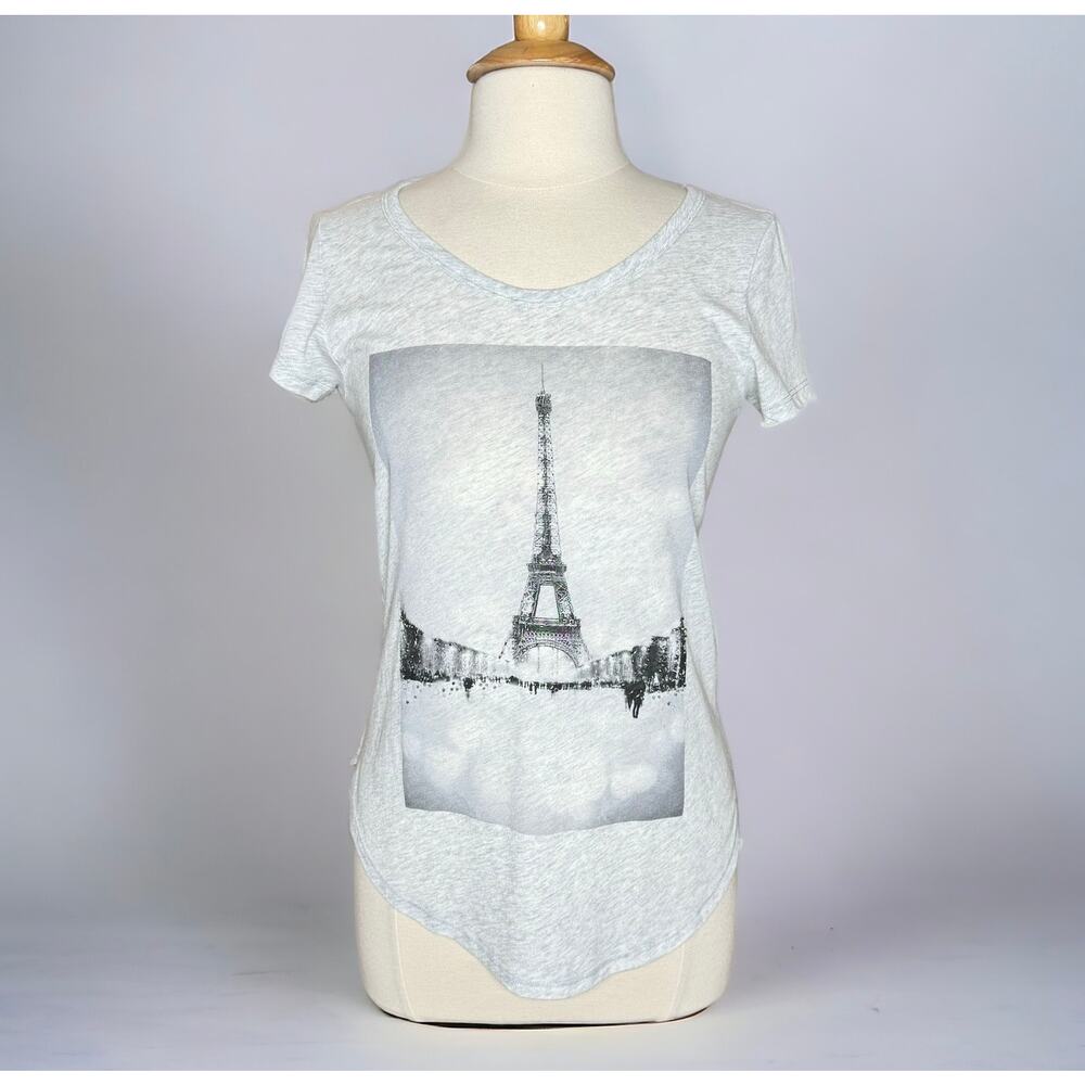 Abercrombie Fitch Eiffel Tower Paris Graphic T Shirt Gray Black Short Sleeve S